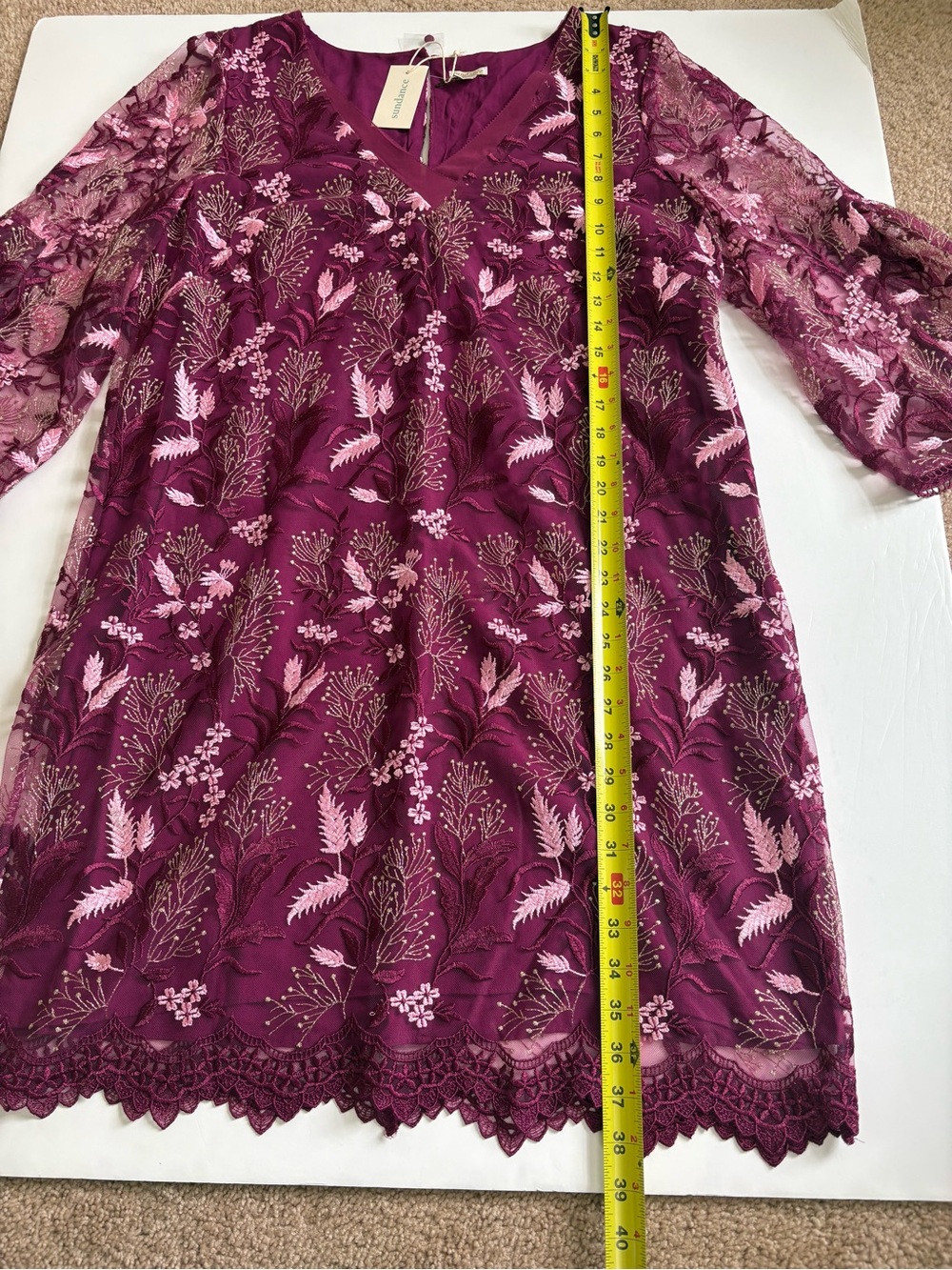 Sundance Seine Moonlight Dress Size Large Raspberry Embroidered New with Tags - Picture 8 of 8